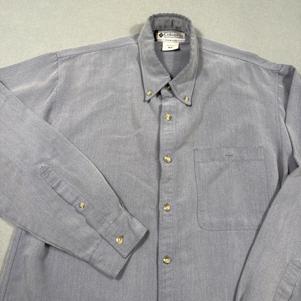 Columbia Mens  MEDIUM Button Down Shirt BLUE VERY SOFT  Pocket Long Sleeve
